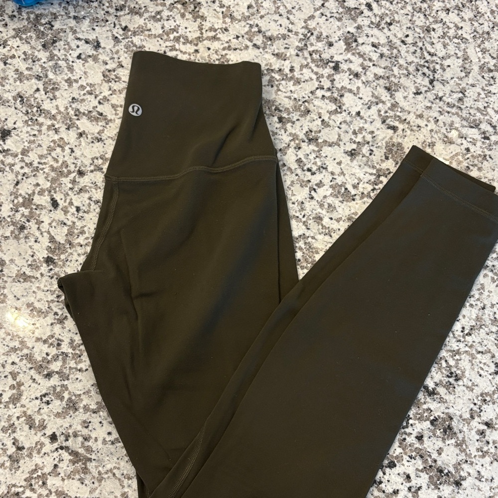 Lululemon Align High Rise 28’ leggings in Dark Olive